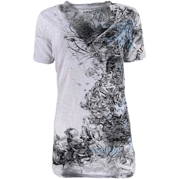 Archaic by Affliction Women's T-shirt Perception Biker Tattoo - Picture 2 of 5